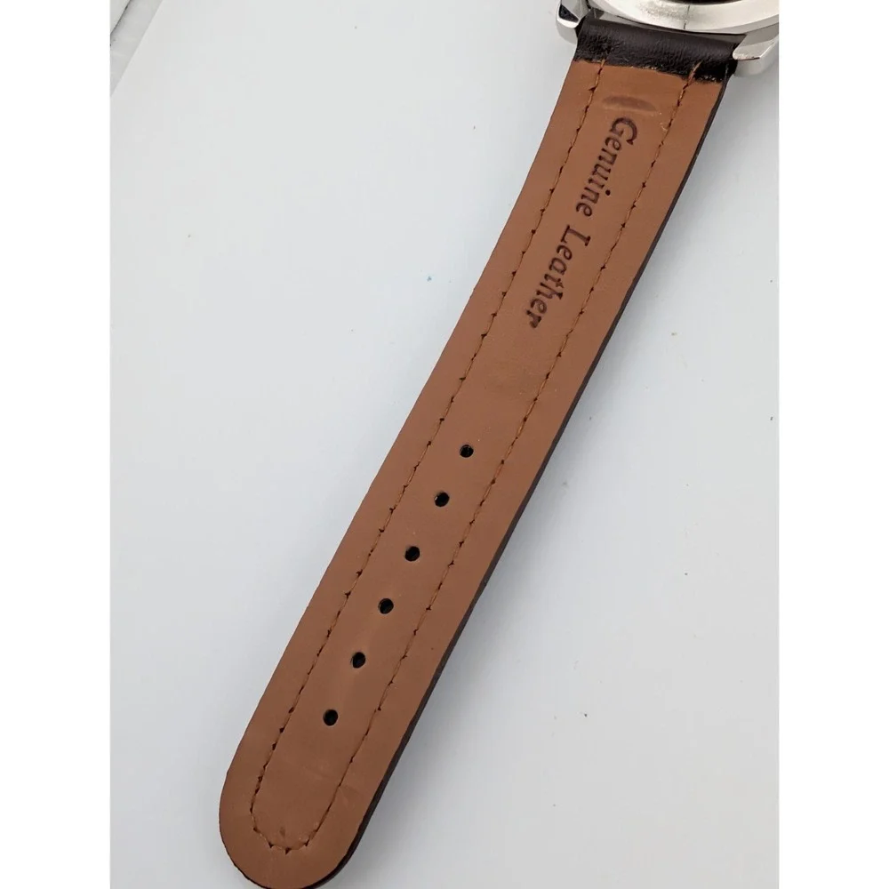 Sports Illustrated Watch Men Rotating Bezel Brown Leather Band- New Battery‎